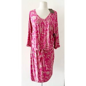 NEW Tommy Bahama Apothecary Blooms Tie Waist Dress in Carmine Pink Size Medium